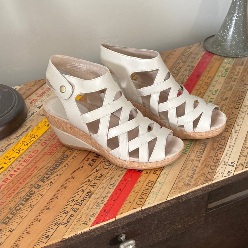 Dansko Off White Wedge Sandals